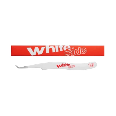Пинцет профессиональный для наращивания ресниц LASHY, серия WHITE SIDE, тип L 5 мм с изгибом