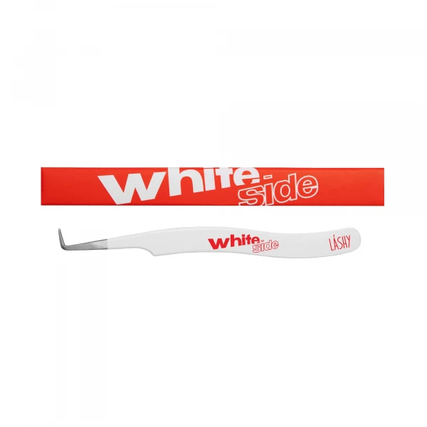 Пинцет профессиональный для наращивания ресниц LASHY, серия WHITE SIDE, тип Г 7 мм