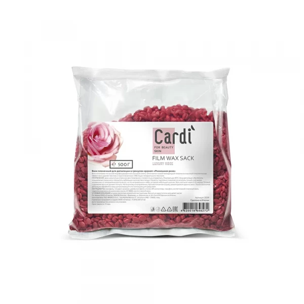 Воск пленочный для депиляции в гранулах Cardi (аромат: "Роскошная роза"), 500 г №2039