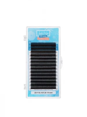 Черные ресницы Lash&Go готовые пучки Y, 2D, 0,07/D/8-14 mm (14 линий)