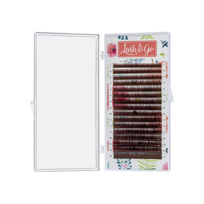 Коричневые ресницы Lash&Go микс 0,07/L/7-14 mm new "Латте" (16 линий)